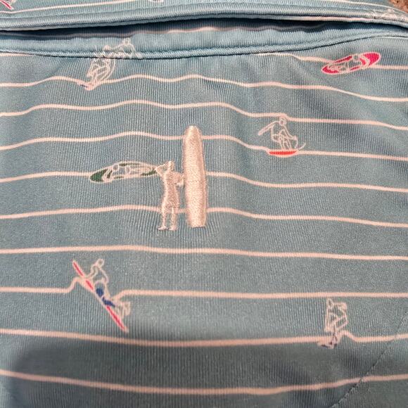 Boy's Johnnie-O Blue Striped Golf Short Sleeve Polo | Size 6 - Picture 5 of 6